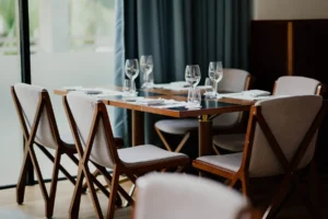 Modern restaurant interior design compliant with health and safety standards by Ineks Design